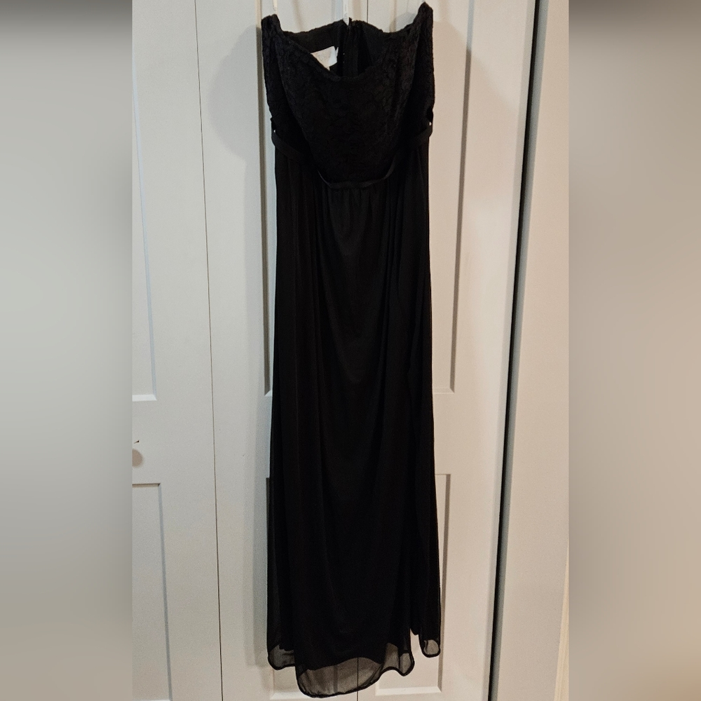 David's Bridal Lace and Mesh Strapless Dress Bridesmaid Prom Like New
